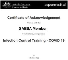 Covid19 InfectionTraining Course Certificate